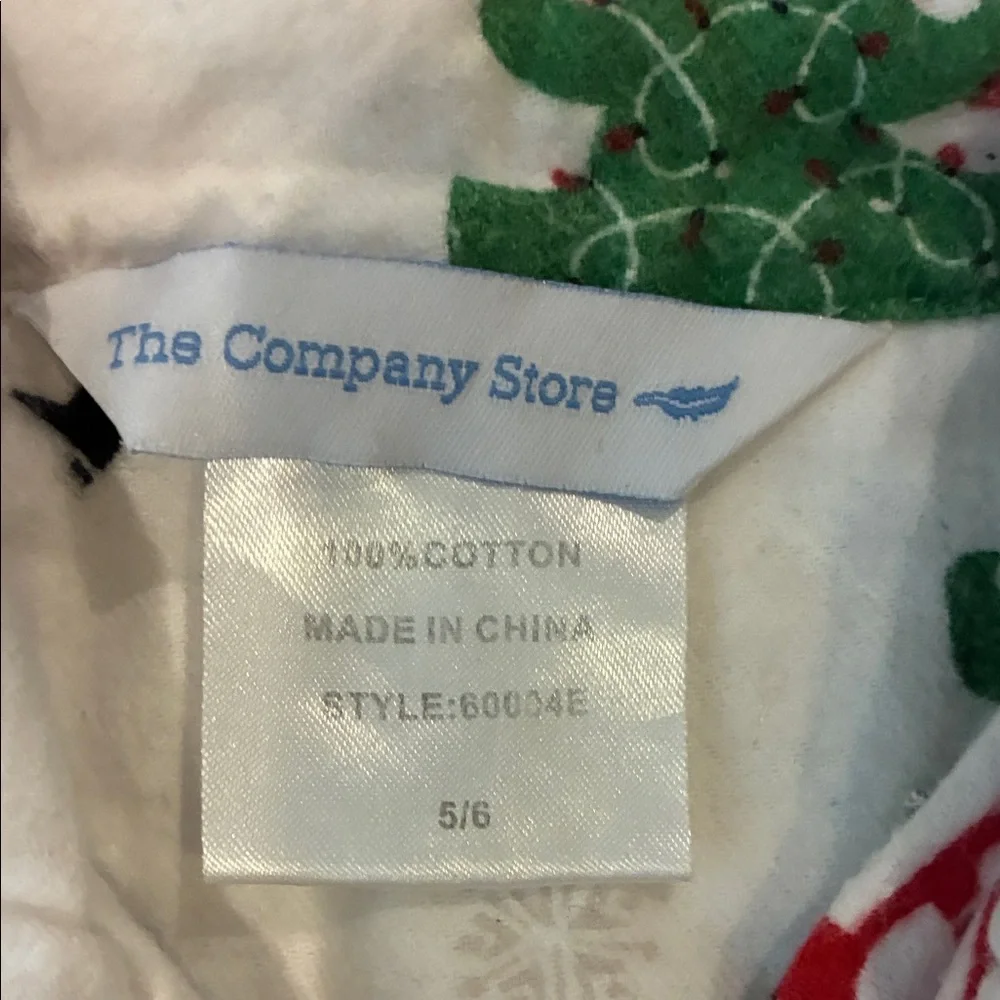 The Company Store Kids 100% Cotton Flannel Pajama‎ Set - White, Santa Reindeer